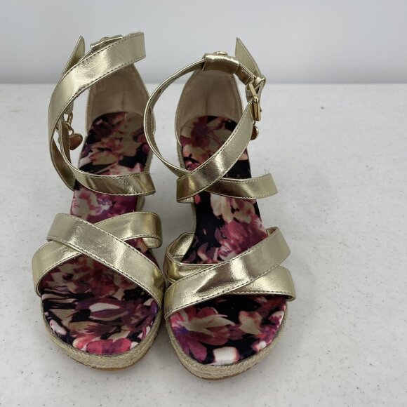 Stuart Weitzman Layette Caye  Sandal Wedge shoes Gold big Girls Size 1 US (EU32) - Picture 3 of 7